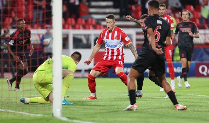CRVENA ZVEZDA vs BENFICA BRUNO DUARTE DA SILVA Red Star football player at the UEFA Champions League match against Benfica at the Rajko Mitic stadium, Belgrade 19.09.2024. MN Press mr Football, Red Star, UEFA Champions League, Benfica Belgrade Rajko Mitic stadium Serbia Copyright: xMNxPressx
