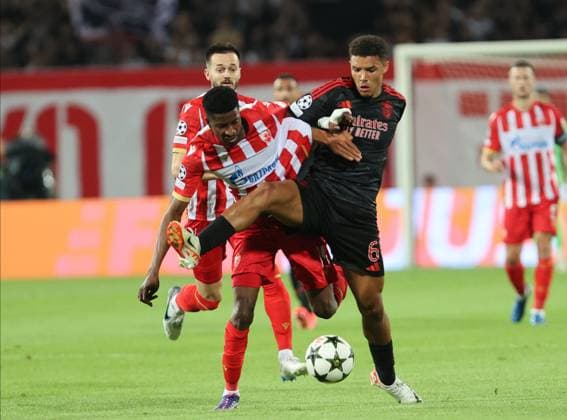 CRVENA ZVEZDA vs BENFICA PETER OLAYINKA Red Star football player at the UEFA Champions League match against Benfica at the Rajko Mitic stadium, Belgrade 19.09.2024. MN Press mr Football, Red Star, UEFA Champions League, Benfica Belgrade Rajko Mitic stadium Serbia Copyright: xMNxPressx