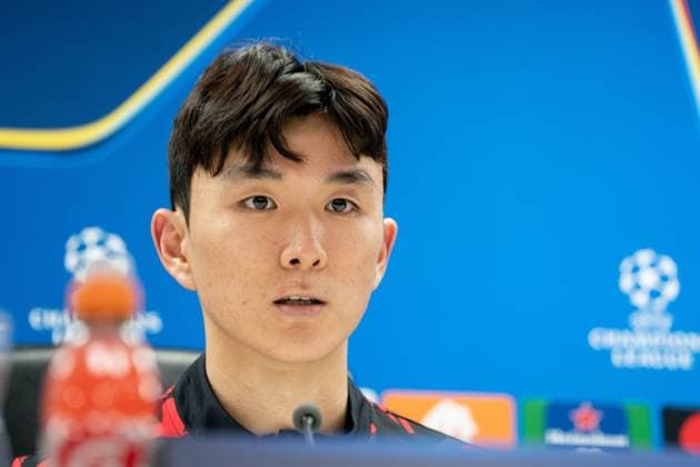 ROTTERDAM, 19 09-2024, Feyenoord - Leverkusen , Stadium Feijenoord de Kuip , football, UEFA Champions League , season 2024 2025 , Feyenoord player Hwang In-Beom during press conference, PK, Pressekonferenz Feyenoord - Leverkusen  x26284636x Copyright: