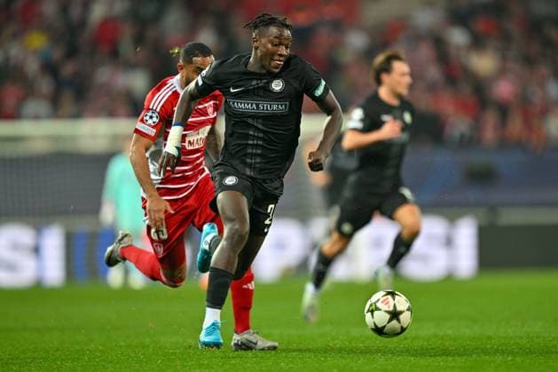 SOCCER - UEFA CL, Brest vs Sturm GUINGAMP,FRANCE,19.SEP.24 - SOCCER - UEFA Champions League, Stade Brestois 29 vs SK Sturm Graz. Image shows Seedy Jatta (Sturm).  GEPAxpictures xAvnixRetkoceri