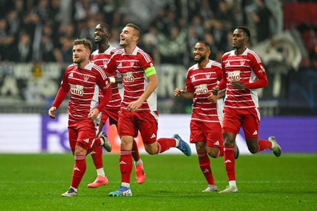 SOCCER - UEFA CL, Brest vs Sturm GUINGAMP,FRANCE,19.SEP.24 - SOCCER - UEFA Champions League, Stade Brestois 29 vs SK Sturm Graz. Image shows the rejoicing of Brest.  GEPAxpictures xAvnixRetkoceri