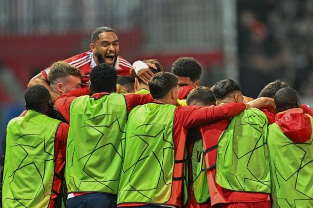 SOCCER - UEFA CL, Brest vs Sturm GUINGAMP,FRANCE,19.SEP.24 - SOCCER - UEFA Champions League, Stade Brestois 29 vs SK Sturm Graz. Image shows the rejoicing of Brest.  GEPAxpictures xAvnixRetkoceri
