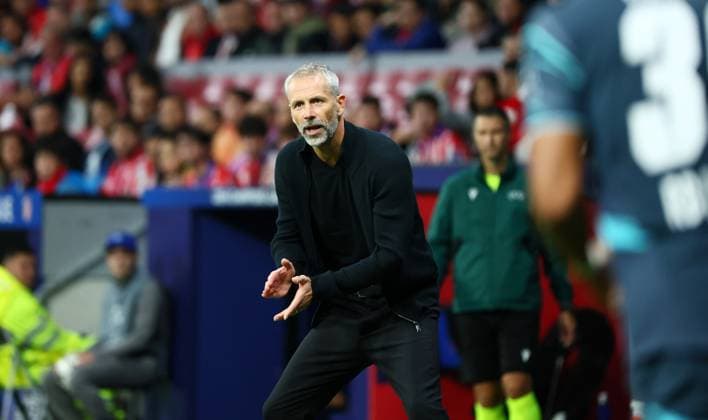 Atletico Madrid RB Leipzig Champions League Madrid, 19 09 2024, Estadio Wanda Metropolitano, Football, UEFA Champions League, Matchday 1 , Atletico Madrid vs RB Leipzig , In the picture Coach Marco Rose, RB Leipzig , Only editorial use Photo for editorial use only , UEFA regulations prohibit any use of photographs as image sequences and or quasi video , Picture Point