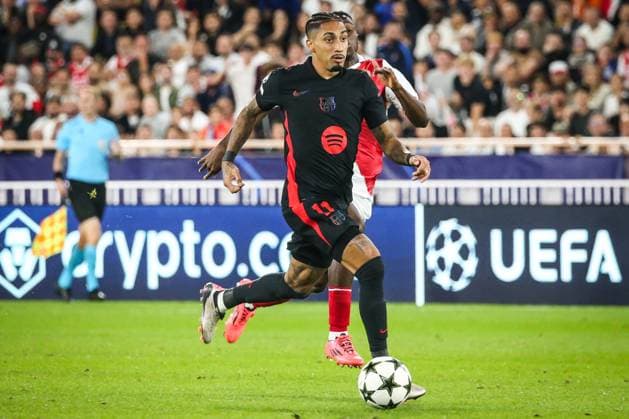 September 19, 2024, Monaco, France, Monaco: Raphael DIAS BELLOLI (Raphinha) of Barcelona during the UEFA Champions League, League Phase MD1 match between AS Monaco and FC Barcelona, Barca at Louis II Stadium on September 19, 2024 in Monaco, Monaco. Monaco Monaco - ZUMAm308 20240919_zsp_m308_002 Copyright: xMatthieuxMirvillex