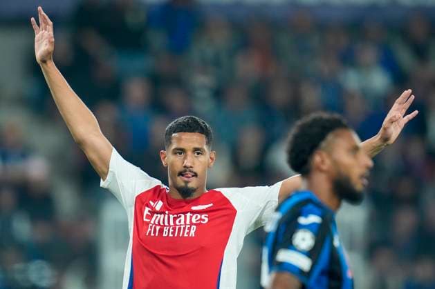 William Saliba of Arsenal during the Uefa Champions League match between Atalanta BC and Arsenal at Gewiss Stadium Bergamo Italy on 19 September 2024. Bergamo Gewiss Stadium Bergamo Italy Copyright: xPhotoxGoalxPixx SP24-991-010