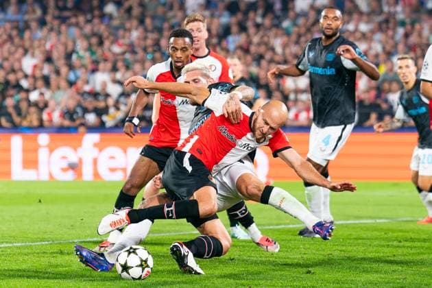 2024-09-19 Feyenoord v Bayer 04 Leverkusen - Champions League - League phase - Matchday 1 ROTTERDAM, NETHERLANDS - SEPTEMBER 19: during the Champions League - League phase - Matchday 1 match between Feyenoord and Bayer 04 Leverkusen at Stadion Feijenoord on September 19, 2024 in Rotterdam, Netherlands. (Photo by Joris Verwijst BSR Agency) Rotterdam Netherlands Content not available for redistribution in The Netherlands directly or indirectly through any third parties. Copyright: xBSRxAgencyx