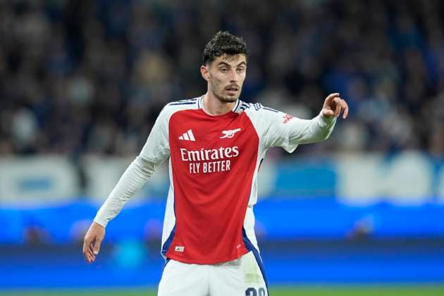 Kai Havertz (Arsenal FC) gestures, UEFA Champions League 2024 25 League Phase MD1, Atalanta BC v Arsenal FC, Gewiss Stadium, September 19, 2024, Bergamo, Italy.