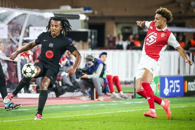 September 19, 2024, Monaco, France, Monaco: Jules KOUNDE of Barcelona and Eliesse BEN SEGHIR of Monaco during the UEFA Champions League, League Phase MD1 match between AS Monaco and FC Barcelona, Barca at Louis II Stadium on September 19, 2024 in Monaco, Monaco. Monaco Monaco - ZUMAm308 20240919_zsp_m308_006 Copyright: xMatthieuxMirvillex