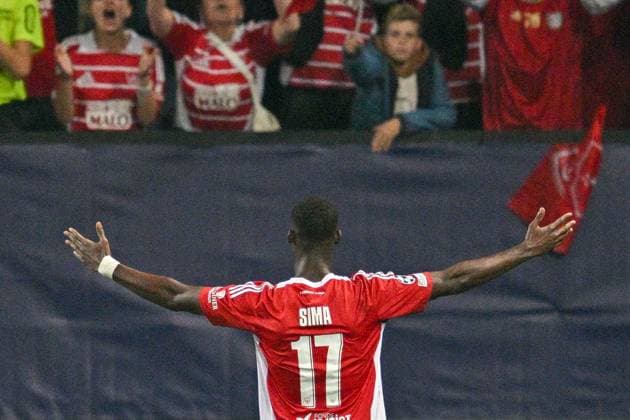 SOCCER - UEFA CL, Brest vs Sturm GUINGAMP,FRANCE,19.SEP.24 - SOCCER - UEFA Champions League, Stade Brestois 29 vs SK Sturm Graz. Image shows the rejoicing of Abdallah Sima (Brest).  GEPAxpictures xAvnixRetkoceri