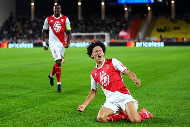 19th September 2024 - UEFA CHAMPIONS LEAGUE - MATCH 1 - SEASON 2024 2025 - AS MONACO vs FC Barcelona, Barca - STADE LOUIS II The celebration of akliouche (maghnes) goal in 1st halftime MONACO MONACO Copyright: xSPORTPIXPRESSx xFREDxPORCUx