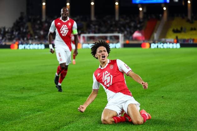 19th September 2024 - UEFA CHAMPIONS LEAGUE - MATCH 1 - SEASON 2024 2025 - AS MONACO vs FC Barcelona, Barca - STADE LOUIS II The celebration of akliouche (maghnes) goal in 1st halftime MONACO MONACO Copyright: xSPORTPIXPRESSx xFREDxPORCUx