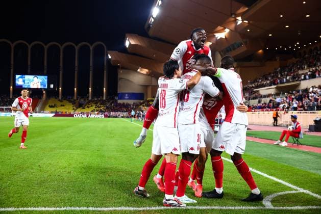 Sport Bilder des Tages 19th September 2024 - UEFA CHAMPIONS LEAGUE - MATCH 1 - SEASON 2024 2025 - AS MONACO vs FC Barcelona, Barca - STADE LOUIS II The celebration of AS Monaco players particularly salisu (mohammed) after akliouche (maghnes) goal in 1st halftime MONACO MONACO Copyright: xSPORTPIXPRESSx xFREDxPORCUx