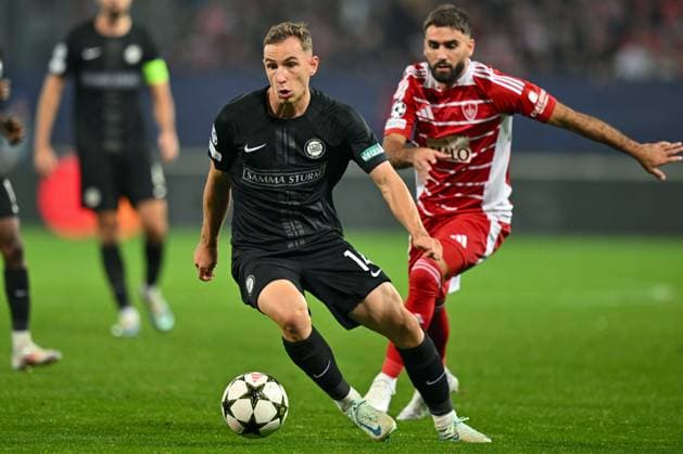 SOCCER - UEFA CL, Brest vs Sturm GUINGAMP,FRANCE,19.SEP.24 - SOCCER - UEFA Champions League, Stade Brestois 29 vs SK Sturm Graz. Image shows Lovro Zvonarek (Sturm).  GEPAxpictures xAvnixRetkoceri