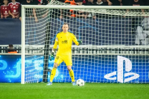 Marco Bizot (Stade Brestois) FOOTBALL : Stade Brestois vs SK Sturm Graz - Ligue des Champions - 1ére Journée - 19 09 2024 BaptisteAutissier Panoramic 