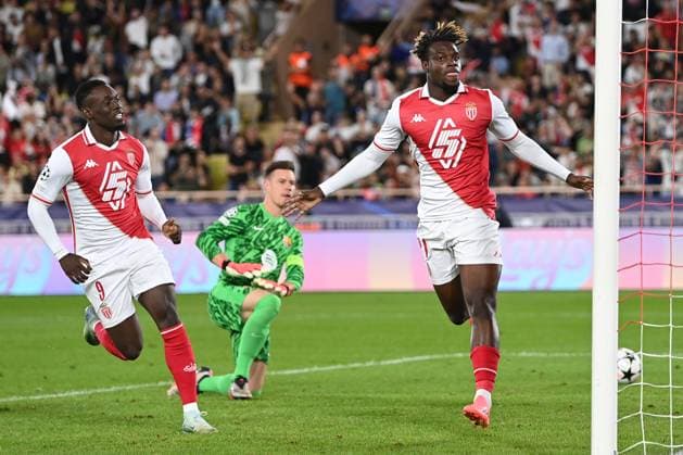 AS Monaco v FC Barcelona, Barca - UEFA Champions League 2024 25 League Phase MD1 Folarin Balogun and George Ilenikhena of AS Monaco celebrates 2nd goal during the UEFA Champions League 2024 25 League Phase MD1 match between AS Monaco and FC Barcelona at Stade Louis II on September 19, 2024 in Monaco, Monaco. Monaco Stade Louis II Monaco Monaco Copyright: xNealxSimpson Sportsphoto APLx 14048265