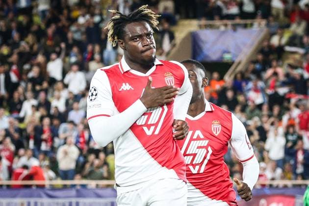 Sport Bilder des Tages September 19, 2024, Monaco, France, Monaco: George ILENIKHENA of Monaco celebrates his goal during the UEFA Champions League, League Phase MD1 match between AS Monaco and FC Barcelona, Barca at Louis II Stadium on September 19, 2024 in Monaco, Monaco. Monaco Monaco - ZUMAm308 20240919_zsp_m308_014 Copyright: xMatthieuxMirvillex