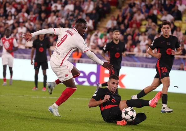 AS MONACO - FC BARCELONE PHOTOPQR NICE MATIN Jean François Ottonello ; Monaco ; 19 09 2024 ; AS MONACO vs FC BARCELONE - 1ere journee de Ligue des Champions 2024 2025 au stade Louis II - 9- Folarin Balogun Monaco France  Copyright: xPHOTOPQR NICExMATIN MAXPPPxJeanxFrançoisxOttonellox 20240919NIM9632 20240919NIM9632