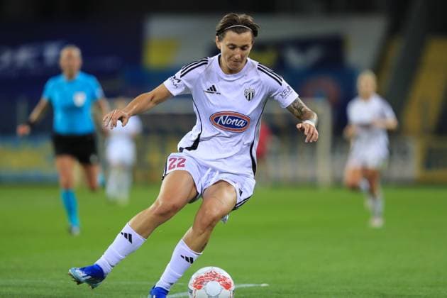 St Polten, Austria, September 19th, 2024: Darya Kravets (21 NS Mura) in action during the UEFA womens champions league play off match St Polten vs Mura at NV Arena, St Polten Tom Seiss SPP (Tom Seiss SPP) Copyright: xTomxSeissx xSPPx spp-en-ToSeSp-20240919 UWCL SKN vs Mura-8751