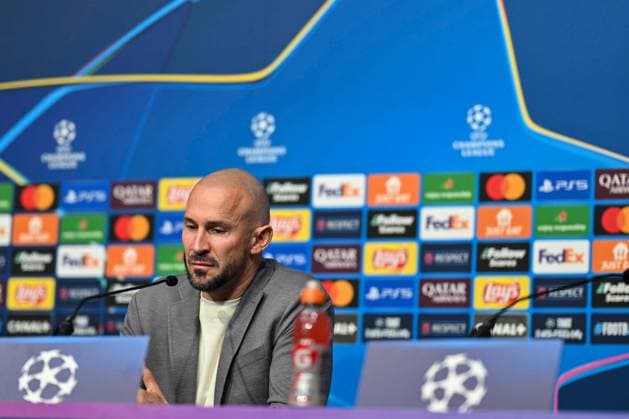 SOCCER - UEFA CL, Brest vs Sturm GUINGAMP,FRANCE,19.SEP.24 - SOCCER - UEFA Champions League, Stade Brestois 29 vs SK Sturm Graz. Image shows head coach Christian Ilzer (Sturm) during an interview.  GEPAxpictures xAvnixRetkoceri