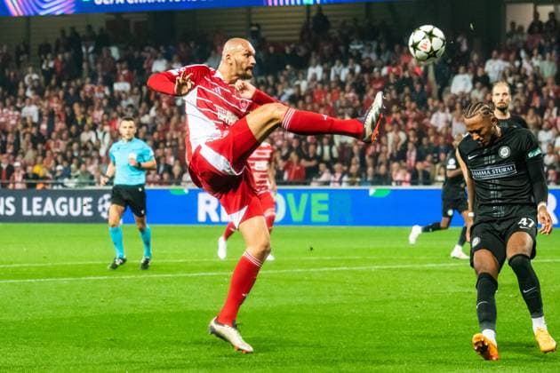 Ludovic Ajorque (Stade Brestois) FOOTBALL : Stade Brestois vs SK Sturm Graz - Ligue des Champions - 1ére Journée - 19 09 2024 BaptisteAutissier Panoramic 
