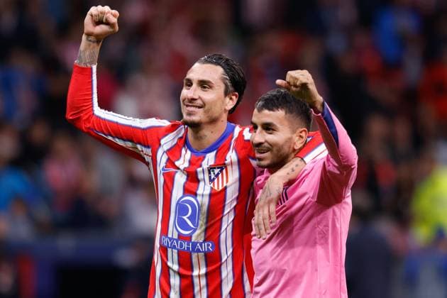 September 19, 2024, Madrid, Madrid, SPAIN: Jose Gimenez and Angel Correa of Atletico de Madrid celebrates the victory during the UEFA Champions League 2024 25 League Phase MD1 match between Atletico de Madrid and RB Leipzig at Estadio Civitas Metropolitano on September 19, 2024 in Madrid, Spain. Madrid SPAIN - ZUMAa181 20240919_zaa_a181_224 Copyright: xDennisxAgyemanx