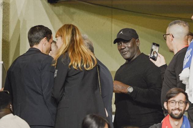 Former Basketball player Michael Jordan. AS Monaco vs FC Barcelone UEFA Champions League in Stade Louis II, MONACO, on September 19, 2024. FOOTBALL: C1 - AS Monaco vs FC Barcelone - UEFA Champions League - 19 09 24 FredDides Panoramic 