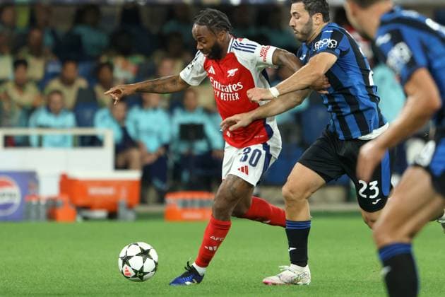 RAHEEM STERLING, Arsenal, SEAD KOLASINAC, Atalanta, Champions League, 2024-25, Atalanta vs Arsenal 0-0, 19-09-2024, Contrasto, Action CHAMPIONS LEAGUE 2024-25 ATALANTA-ARSENAL 0-0