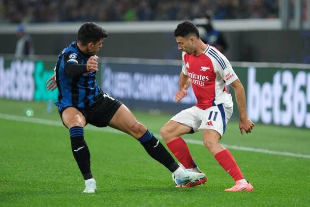 Atalanta BC v Arsenal FC - UEFA Champions League 2024 25 League Phase MD1 Gabriel Martinelli of FC Arsenal is in action during the UEFA Champions League 2024 2025 football match between Atalanta BC and Arsenal FC at Gewiss Stadium in Bergamo, Italy, on September 19, 2024. Bergamo Italy Italy  Copyright: xRobertoxTommasinix originalFilename:tommasini-atalanta240919_npDOk.jpg