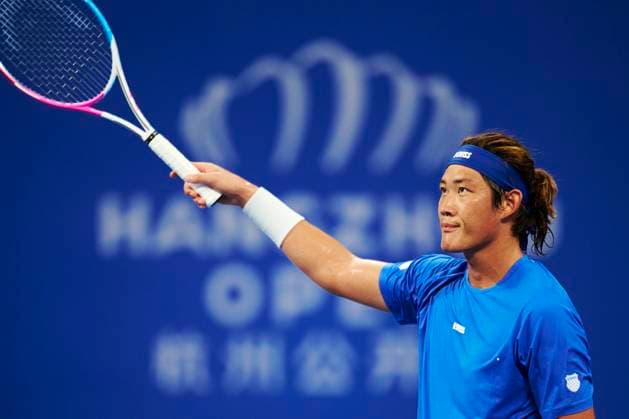 HANGZHOU, CHINA - SEPTEMBER 19: Zhang Zhizhen of China reacts in the Men s Single Round of 32 match against Denis Yevseyev of Kazakhstan on day 2 of 2024 Hangzhou Open at the Hangzhou Olympic Sports Expo Center on September 19, 2024 in Hangzhou, Zhejiang Province of China.  Copyright: xVCGx 111518956191