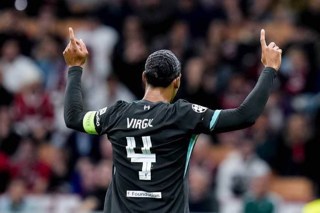 AC Milan v Liverpool FC - UEFA Champions League 2024 25 Virgil van Dijk of Liverpool FC celebrates during the UEFA Champions League 2024 25 League Phase MD1 match between AC Milan and Liverpool FC at Stadio San Siro on September 17, 2024 in Milan, Italy. Milan Stadio Giuseppe Meazza Florence Italy Copyright: xGiuseppexMaffiax UCL_Milan-Liverpool_170924_BRU5440
