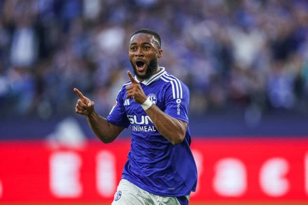 20 09 2024, Football, Season 2024 2025, 2 Bundesliga, Matchday 5, FC Schalke 04 SV Darmstadt 98, Moussa Sylla FC Schalke 04 celebrates after his goal for 2 to 0 Gelsenkirchen Veltins Arena NRW Germany xRHR PHOTO TRx Copyright: TimxRehbein RHR-FOTOx RHR-FOTO TR