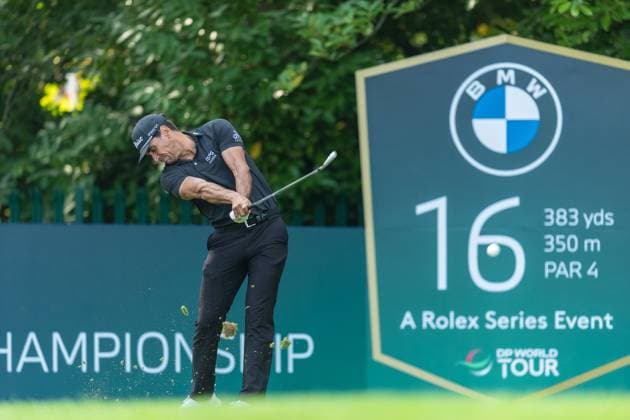 Rafa Cabrera Bello of Spain tees off on the 16th hole during round 2 of the BMW PGA, Golf Herren Championship at the Wentworth Golf Club, Virginia Water, England on 20 September 2024. Copyright: xGrantxWinterx 41780279