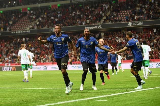 OGC Nice v AS Saint-Etienne - Ligue 1 McDonald s 2024 2025 15 Youssoufa MOUKOKO (ogcn) - 08 Cristian Pablo PAULINO ROSARIO (ogcn) during the Ligue 1 McDonald s match between Nice and Saint-Etienne at Allianz Riviera on September 20, 2024 in Nice, France. Nice France  Copyright: xFEPx 776207017