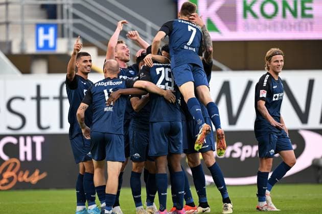 Paderborn, Home Deluxe Arena, 20 09 24, GER, Herren, 2 Bundesliga, Saison 2024 2025, SC Paderborn 07 Hannover 96 Bild Koen KOSTONS Paderborn jubilates after his goal for 1 0 Only for editorial use DFL regulations prohibit any use of photographs as image sequences and or quasi video NRW Germany
