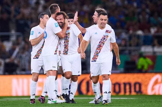 Sport Bilder des Tages RECORD DATE NOT STATED Leyendas Internacionales vs Leyendas de Mexico Andrea Pirlo celebrates his goal of FIFA Legends during match Legends between International FIFA Legends and Mexico Legends 2024, at BBVA Bancomer Stadium on September 20, 2024 in Monterrey, Nuevo Leon, Mexico. MONTERREY NUEVO LEON MEXICO  Copyright: xJONATHANxDUENASx 20240920223235_LEGENDS_FIFA_MEX_PIRLO60