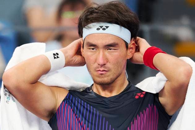 HANGZHOU, CHINA - SEPTEMBER 20: Bu Yunchaokete of China reacts in the Men s Single Round of 16 match against Karen Khachanov of Russia on day 3 of 2024 Hangzhou Open at the Hangzhou Olympic Sports Expo Center on September 20, 2024 in Hangzhou, Zhejiang Province of China.  Copyright: xVCGx 111519254943