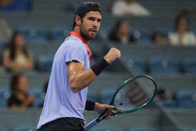 HANGZHOU, CHINA - SEPTEMBER 20: Karen Khachanov of Russia competes in the Men s Single Round of 16 match against Bu Yunchaokete of China on day 3 of 2024 Hangzhou Open at the Hangzhou Olympic Sports Expo Center on September 20, 2024 in Hangzhou, Zhejiang Province of China.  Copyright: xVCGx 111519254904