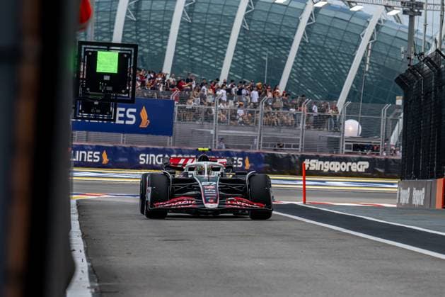 MARINA BAY, SINGAPORE: Nico Hulkenberg, racing for the Haas F1 team during the 2024 Formula 1 Singapore Grand Prix at the Marina Bay Street Circuit in Marina Bay, Singapore