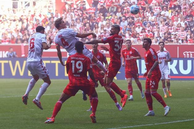 Goal chance for Timo Huebers 4 1 FC Koeln Fortuna Duesseldorf vs 1 FC Koeln, Football, 2 Bundesliga, Matchday 6, Season 2024 2025, 21 09 2024 DFL REGULATIONS PROHIBIT ANY USE OF PHOTOGRAPHS AS IMAGE SEQUENCES AND OR QUASI VIDEO Foto kolbert press Ant Palmer Merkur Spiel Arena NRW Germany Copyright: xkolbert-press AntxPalmerx