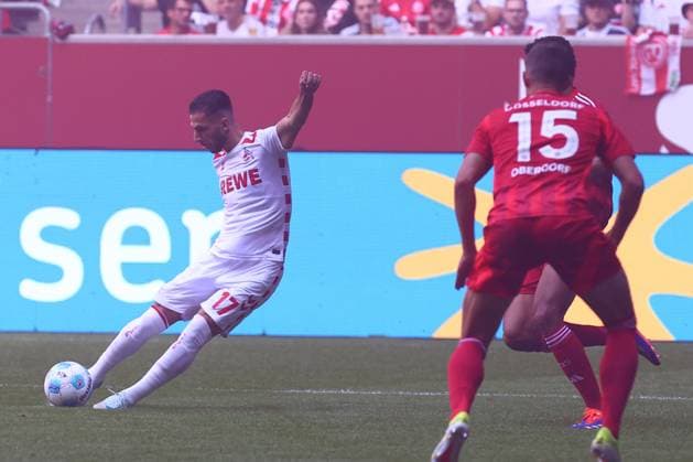Goal chance for Leart Paqarada 17 1 FC Koeln Fortuna Duesseldorf vs 1 FC Koeln, Football, 2 Bundesliga, 6 Matchday, Season 2024 2025, 21 09 2024 DFL REGULATIONS PROHIBIT ANY USE OF PHOTOGRAPHS AS IMAGE SEQUENCES AND OR QUASI VIDEO Foto kolbert press Ant Palmer Merkur Spiel Arena NRW Germany Copyright: xkolbert-press AntxPalmerx