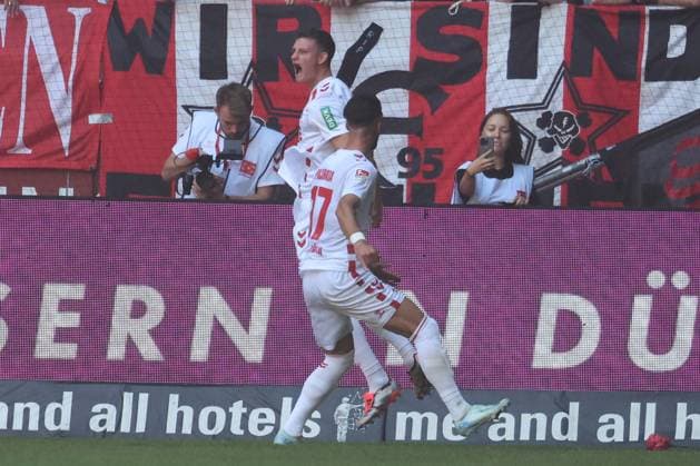 GER, 2 FBL Fortuna Duesseldorf vs 1 FC Koeln 21 09 2024, Merkur Spiel Arena, Duesseldorf, GER, 2 FBL Fortuna Duesseldorf vs 1 FC Koeln, in the picture Eric Martel FC Koeln 6 , goal celebration jubilation jubilation run, nordphotoxGmbHx xMeuter nph00351