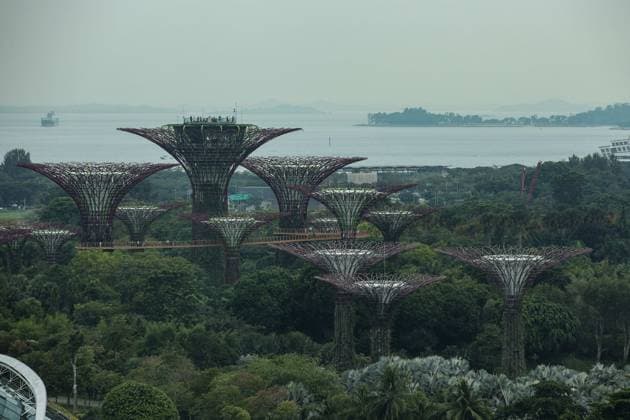 Gardens by the bay atmosphere aerial views during the Formula 1 Singapore Grand Prix 2024, 18th round of the 2024 Formula One World Championship, WM, Weltmeisterschaft from September 20 to 22, 2024 on the Marina Bay Circuit, in Singapore, Singapore - F1 - SINGAPORE GRAND PRIX 2024 DPPI Panoramic  240921_R18_SINGAPORE_DP_XB3_0137
