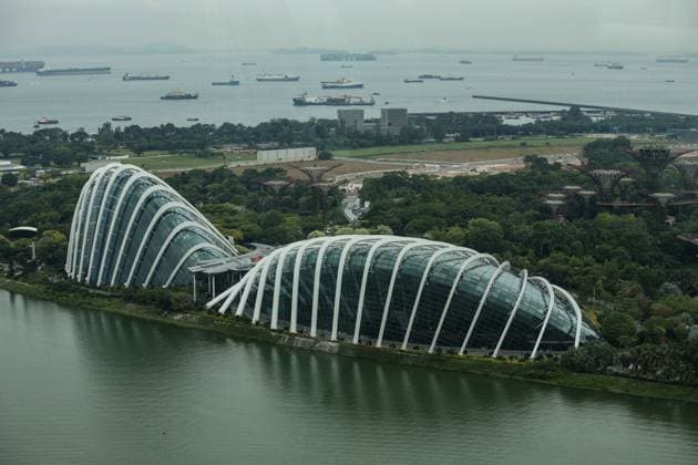 Gardens by the bay atmosphere aerial views during the Formula 1 Singapore Grand Prix 2024, 18th round of the 2024 Formula One World Championship, WM, Weltmeisterschaft from September 20 to 22, 2024 on the Marina Bay Circuit, in Singapore, Singapore - F1 - SINGAPORE GRAND PRIX 2024 DPPI Panoramic  240921_R18_SINGAPORE_DP_XB3_0140