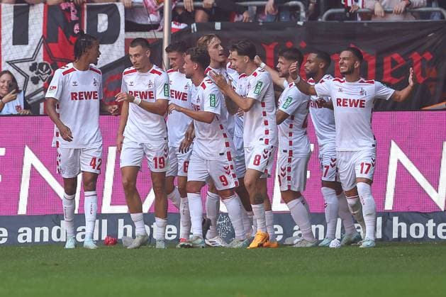 21 09 2024, 2 Fußball Bundesliga, Fortuna Düsseldorf 1 FC Köln, Merkur Spiel Arena, Saison 2024 2025 Torjubel nach dem 1 0 durch Leart Pacarada 1 FC Köln 17 DFB regulations prohibit any use of photographs as image sequences and or quasi video Nordrhein Westfalen Germany