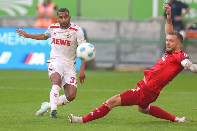 21 09 2024, 2 Fußball Bundesliga, Fortuna Düsseldorf 1 FC Köln, Merkur Spiel Arena, Saison 2024 2025 Torschuss Torjubel zum 2 1 durch Linton Maina 1 FC Köln 37 DFB regulations prohibit any use of photographs as image sequences and or quasi video Nordrhein Westfalen Germany