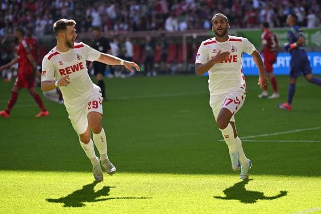 Duesseldorf, Merkusr Spielarena, 21 09 24, GER, Herren, 2 Bundesliga, Saison 2024 2025, Fortuna Duesseldorf 1 FC Koeln Bild Linton MAINA Koeln jubilates after his goal for 1 2 Only for editorial use DFL regulations prohibit any use of photographs as image sequences and or quasi video NRW Germany