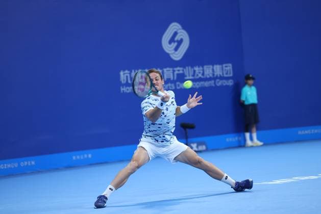 HANGZHOU, CHINA - SEPTEMBER 21: Roberto Carballes Baena of Spain competes in the Men s Singles Round of 16 match against Mitchell Krueger of United States on day 4 of 2024 Hangzhou Open at the Hangzhou Olympic Sports Expo Center on September 21, 2024 in Hangzhou, Zhejiang Province of China.  Copyright: xVCGx 111519298377