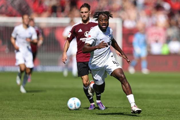 Deyovaisio Evan Zeefuik, Hertha, in the first round match of the 2024 2025 season between 1 FC Nürnberg and Hertha BSC in Nuremberg 21 09 2024