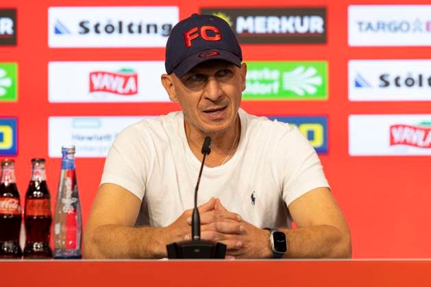 Head coach Gerhard STRUBER K at the press conference, tense Football 2 Bundesliga season 2024 2025, Matchday 6, Matchday 6, Fortuna Duesseldorf D 1 FC Koeln K 2 2, Düsseldorf vs Cologne, F95 vs KOE, on 21 09 2024 , M e r k u r S p i e l a r e n a Â