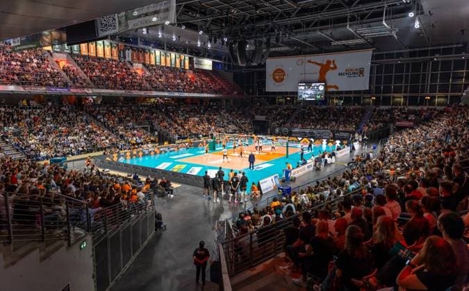 21 09 2024, Berlin, Volleyball 1 Bundesliga, Men, 1 Matchday, BR Volleys Helios Grizzlys Giesen, Max Schmeling Halle View into the hall BR Volleys Helios Grizzlys Giesen